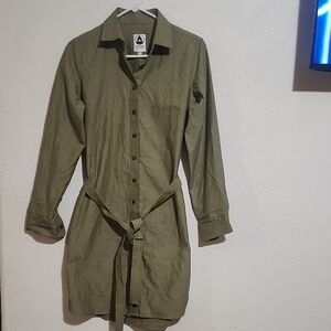 Tradlands Olive Green Button-Up Shirt Dress Size S. NWOT